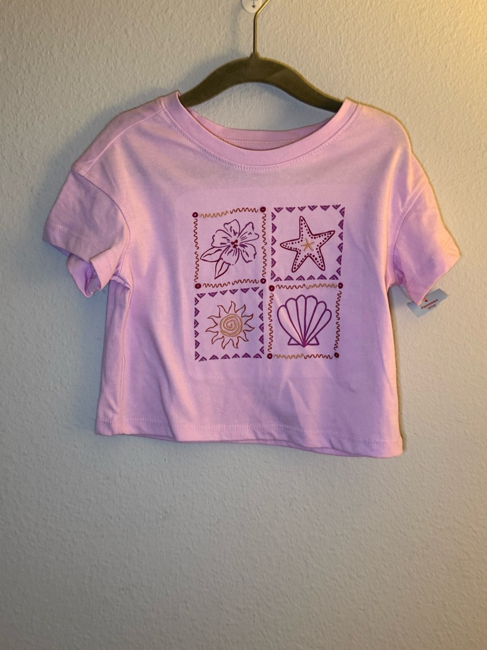 Cat & Jack Light Pink Short Sleeve Tee with Sea Graphic